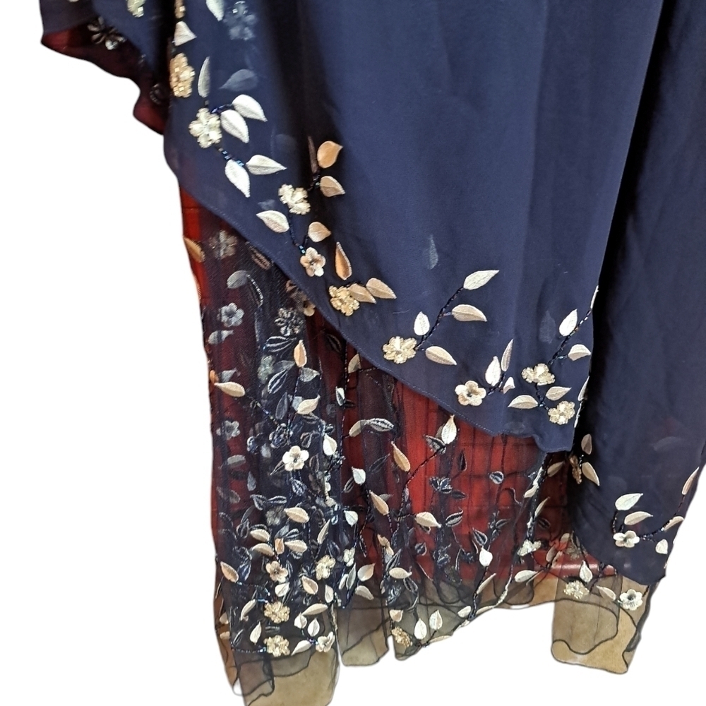 Aspeed XXXL formal navy long dress wedding guest embroidered beaded lace lined - Picture 5 of 8
